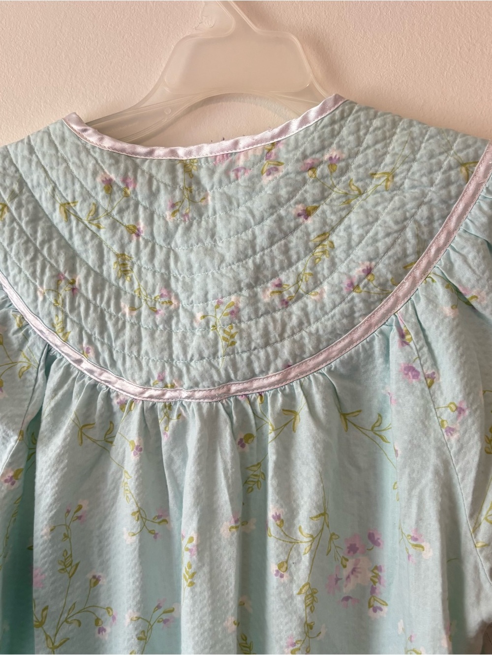 Vintage Morning Glory Mint Floral Button-Front House Coat - Picture 6 of 7